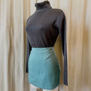 Silk Metallic Gray Turtleneck – Effortless Elegance